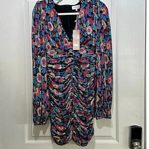 NWT ACOA collection Multicolor Long Sleeve Floral Mini Dress Size Small